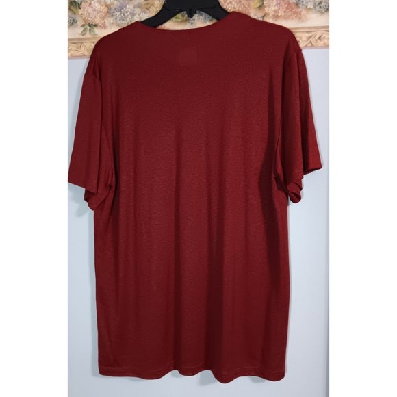 Klok Denmark Medium Maroon Linen Casual Travel Minimalist Comfy Boho Top - Picture 3 of 3